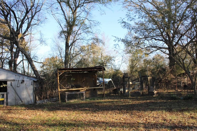 view of yard with an outbuilding