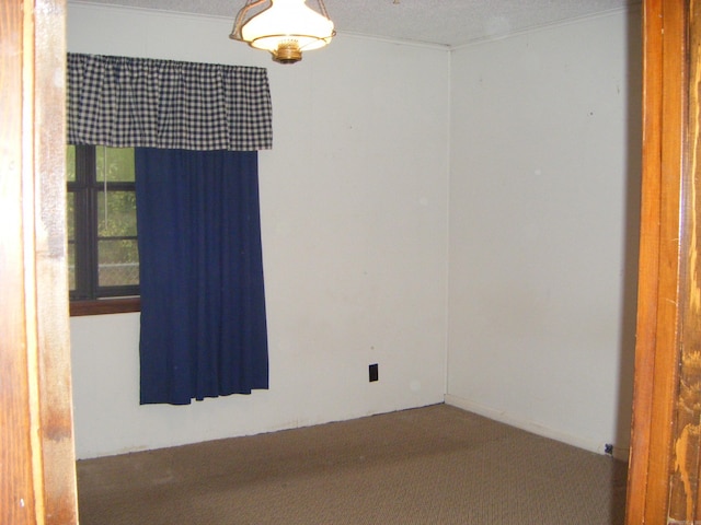 carpeted spare room featuring a textured ceiling