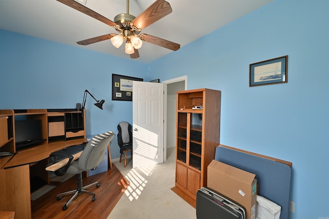 office area featuring ceiling fan