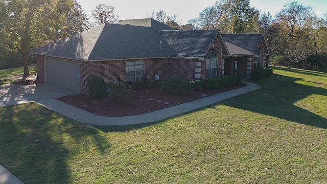 view of home's exterior featuring a garage and a yard