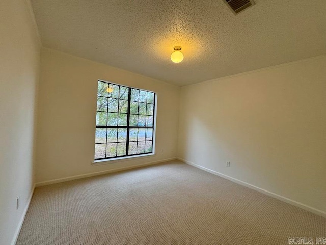 carpeted spare room featuring a textured ceiling