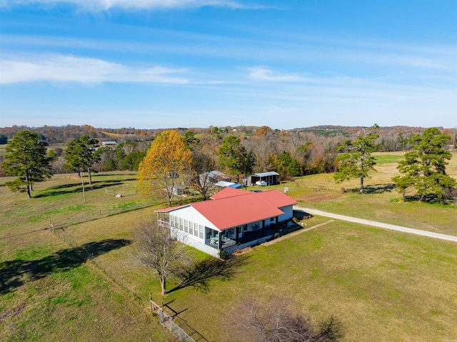 aerial view featuring a rural view