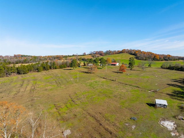 birds eye view of property with a rural view