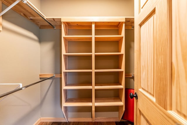 spacious closet featuring hardwood / wood-style flooring