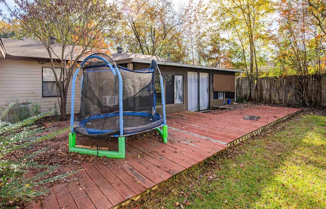 deck featuring a trampoline