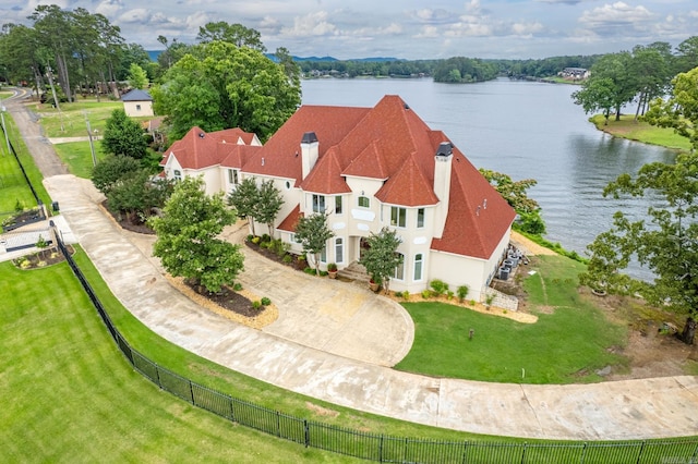 bird's eye view featuring a water view