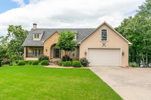 view of front of property featuring a front lawn