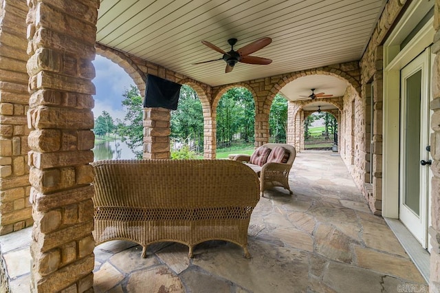 view of patio with ceiling fan