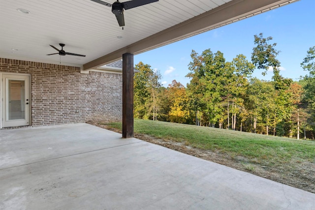 view of patio / terrace with ceiling fan