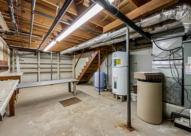 basement with water heater