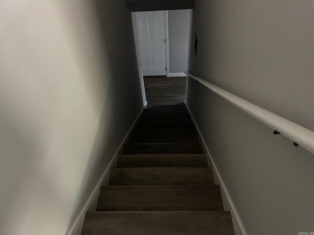 stairs with wood-type flooring