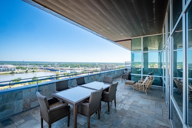 balcony with a water view