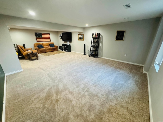 living room with carpet floors