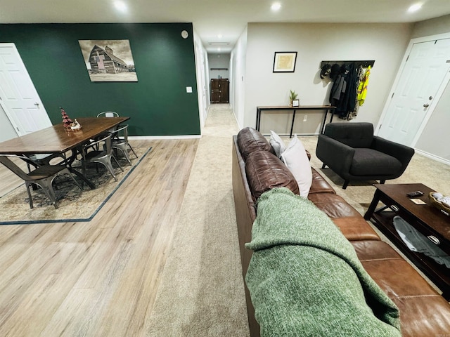 living room with light wood-type flooring