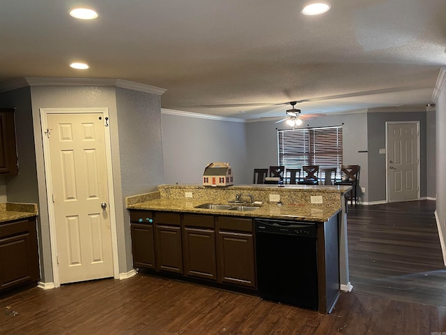 kitchen with dishwasher, dark wood-type flooring, and sink