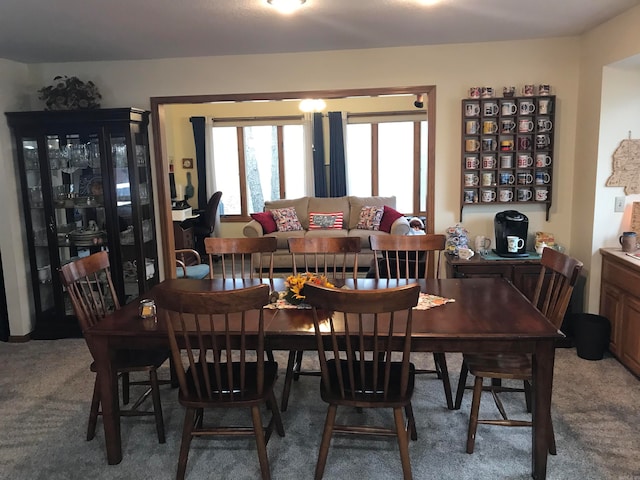 view of carpeted dining room