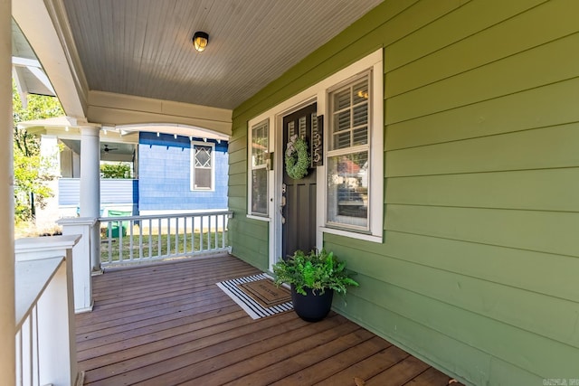 wooden deck featuring a porch