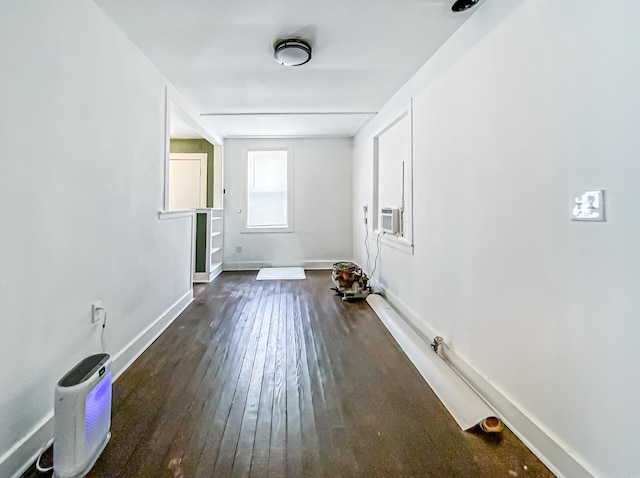 laundry room with dark hardwood / wood-style flooring