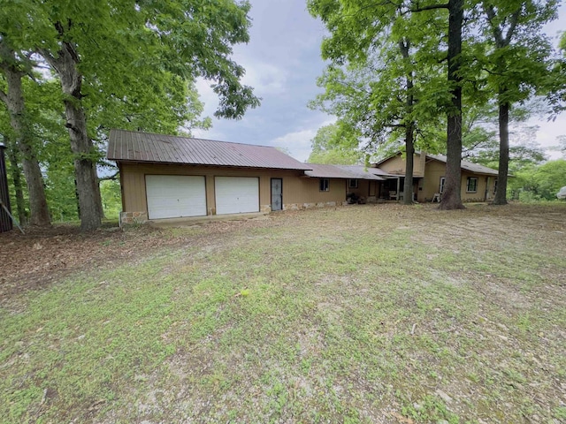 exterior space with a garage