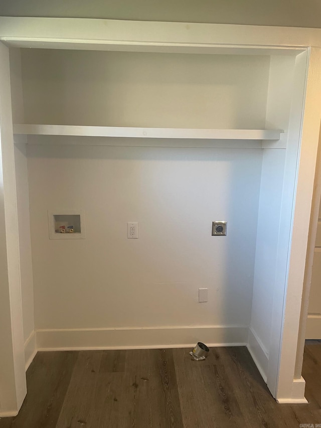 laundry area with washer hookup, dark hardwood / wood-style floors, and electric dryer hookup