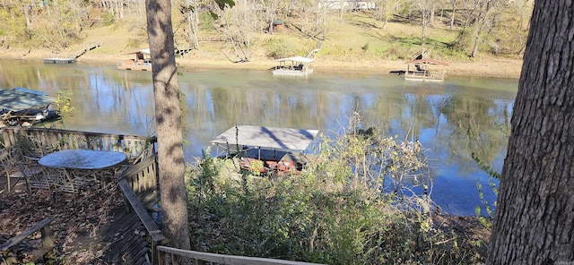 property view of water featuring a boat dock