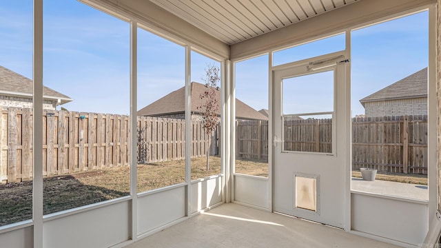 view of unfurnished sunroom