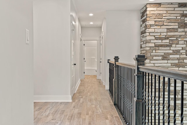 corridor featuring light wood-type flooring