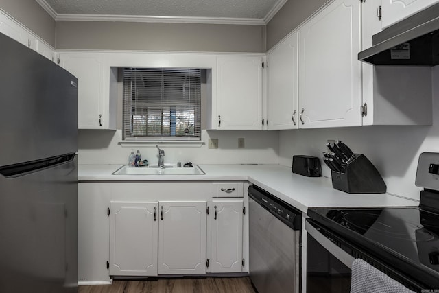 kitchen with white cabinetry, sink, and appliances with stainless steel finishes