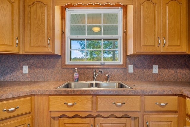 kitchen featuring tasteful backsplash and sink