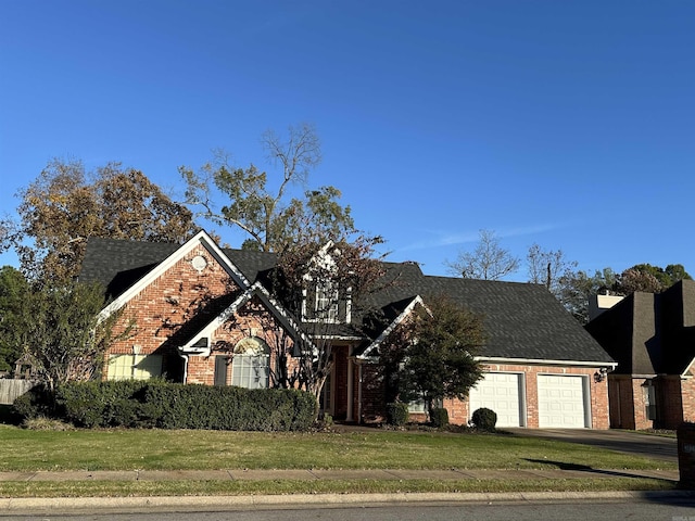 front of property featuring a front yard and a garage