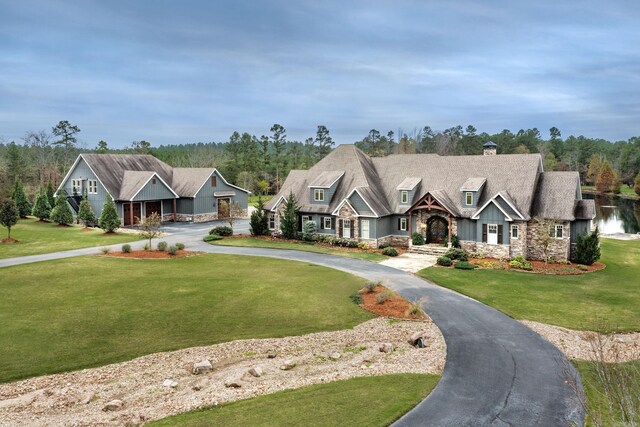 view of front of home with a front lawn