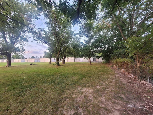 view of yard at dusk