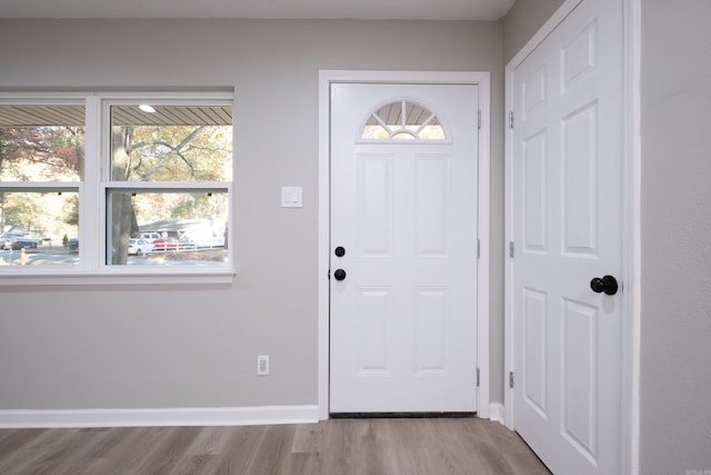 foyer featuring light hardwood / wood-style floors and a healthy amount of sunlight