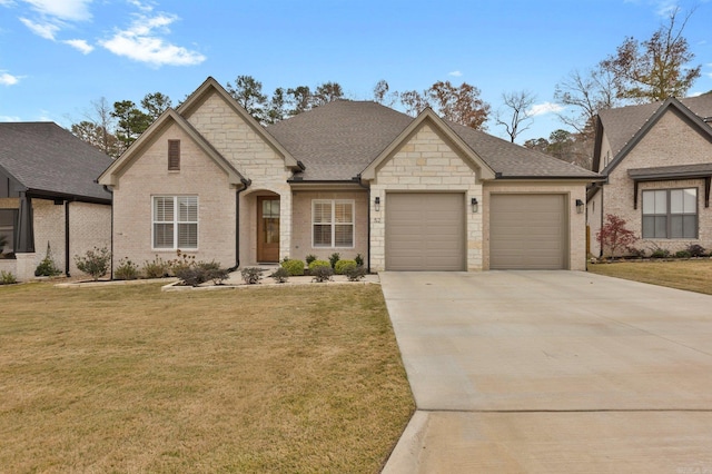 view of front of home featuring a front lawn and a garage