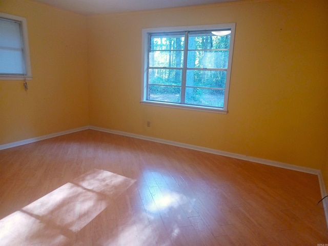 empty room with light hardwood / wood-style floors