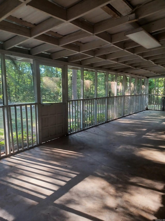 view of unfurnished sunroom