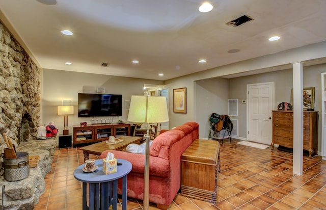 view of tiled living room