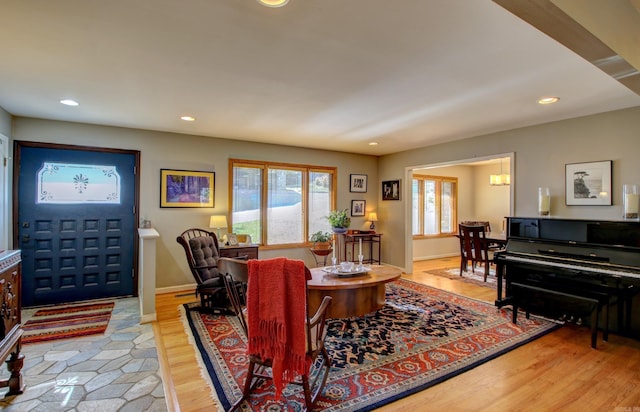 living room featuring light hardwood / wood-style flooring