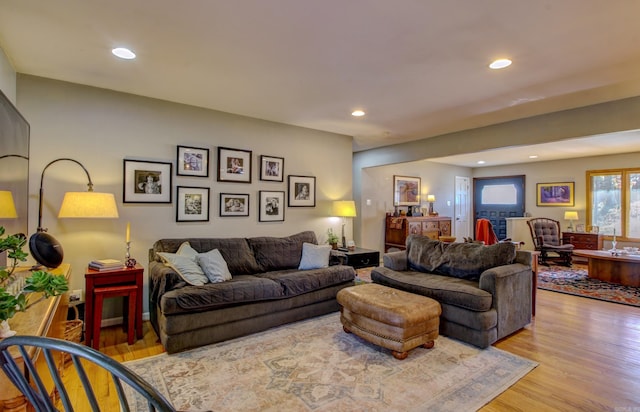 living room featuring light hardwood / wood-style floors