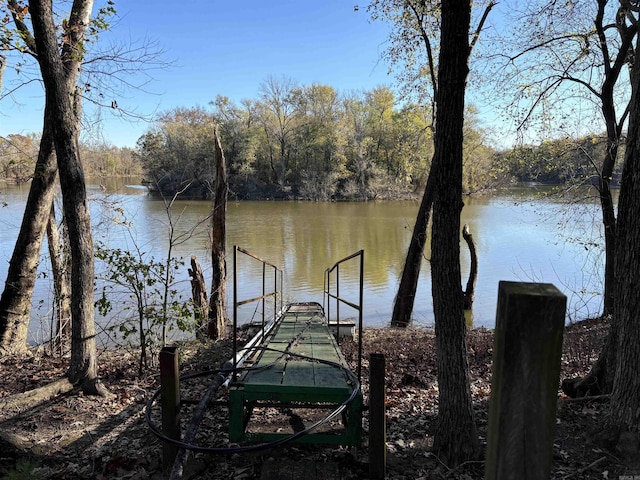 dock area featuring a water view