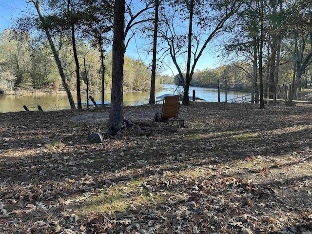 view of yard with a water view