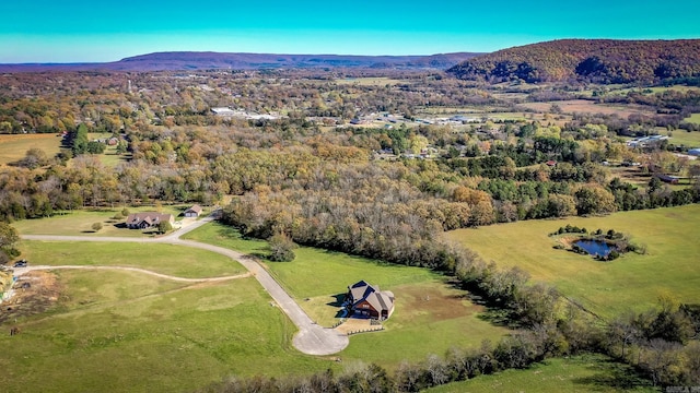 birds eye view of property featuring a mountain view