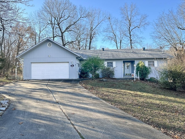 single story home with a garage