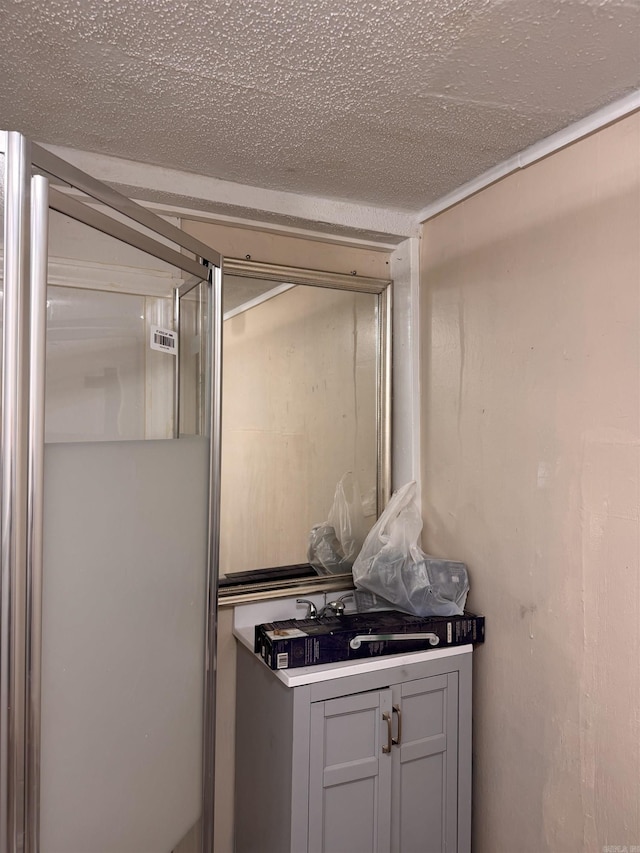 interior space featuring a textured ceiling and sink