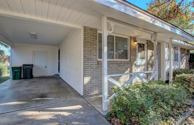 exterior space featuring a carport