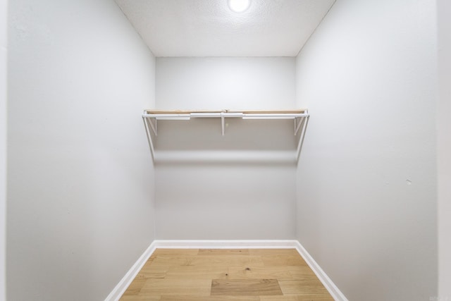 walk in closet with hardwood / wood-style floors