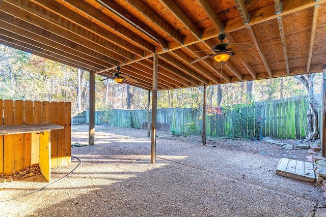 view of patio / terrace featuring ceiling fan