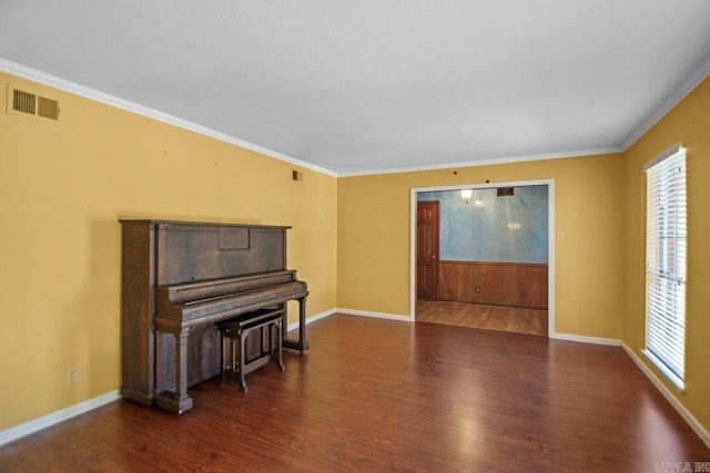 miscellaneous room featuring a wealth of natural light and dark hardwood / wood-style floors