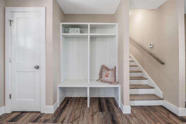 mudroom featuring dark hardwood / wood-style floors