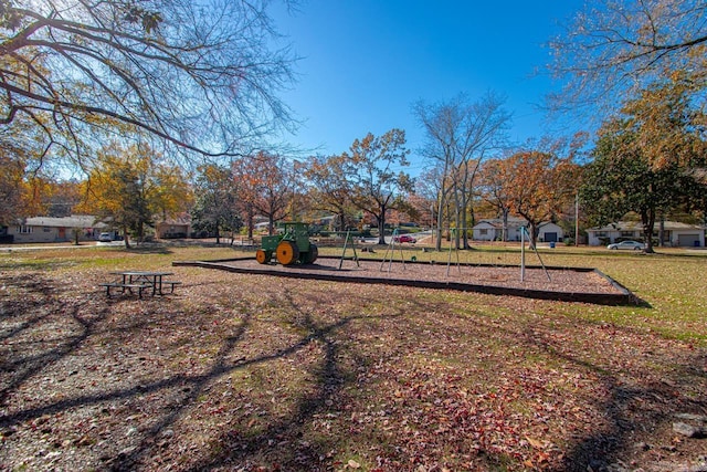 view of yard with a playground